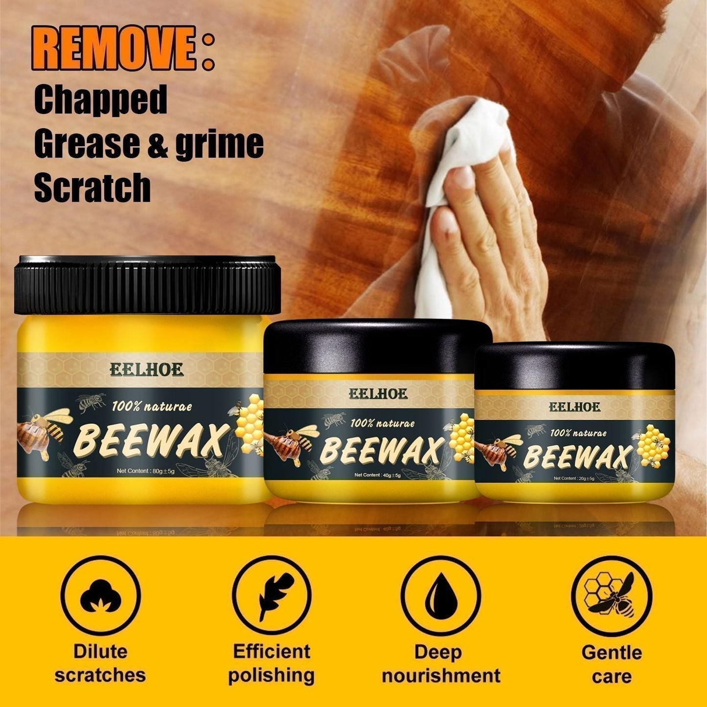 Beewax Furniture Polish with Long Lasting Cleaning and Shine Formula